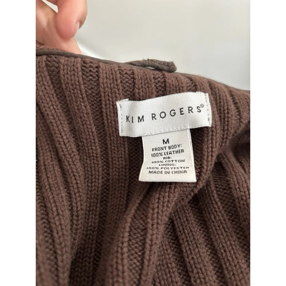 Kim Rogers 100%leather Sweater Jacket‎ Brown Size M Spot On Arm